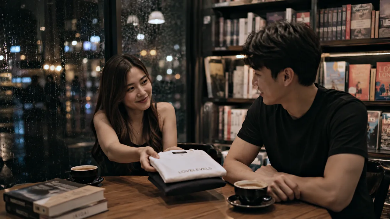 Cute husband shirt gifts shared during a cozy bookstore café date wp Cute husband shirt gifts shared during a cozy bookstore café date