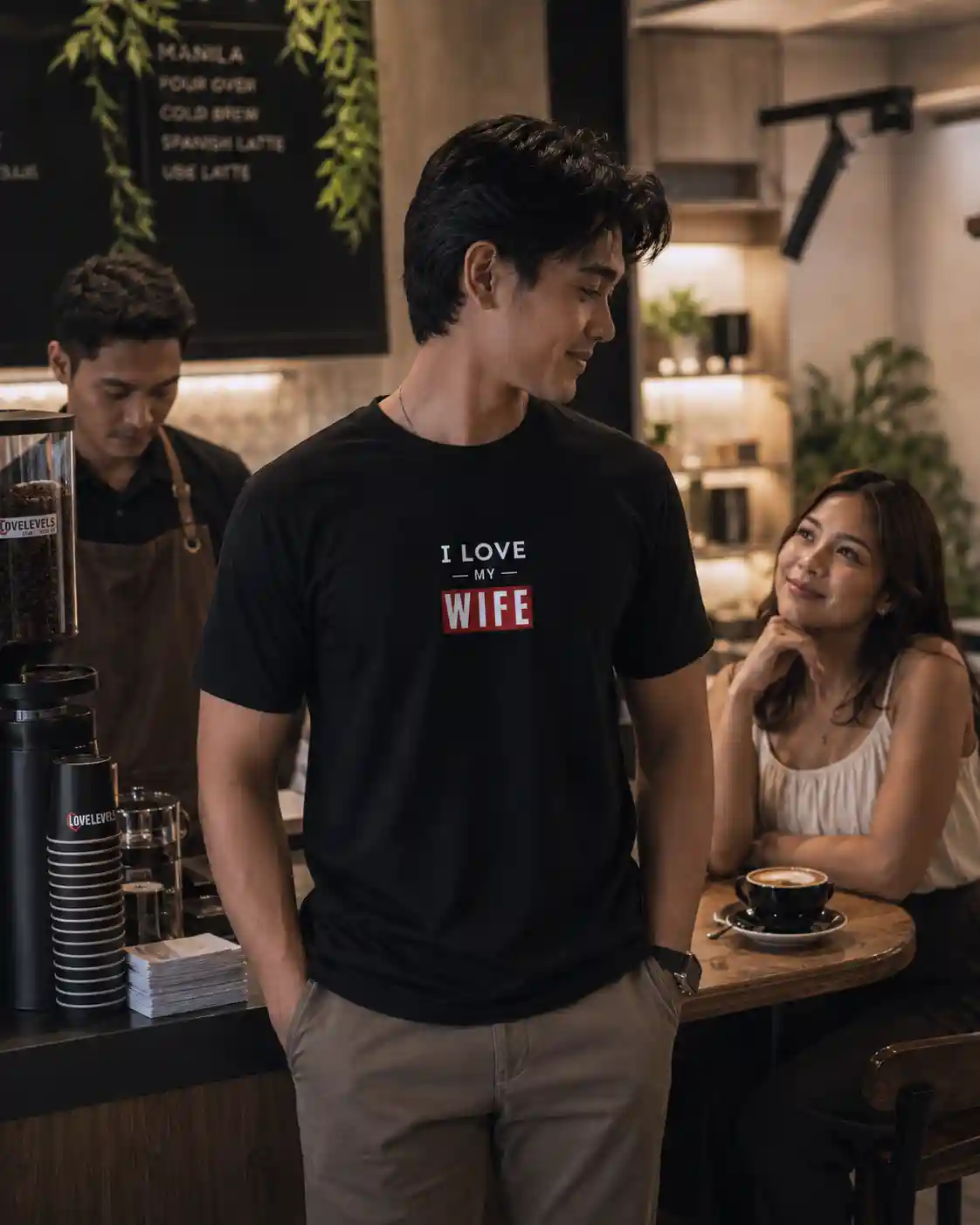 Filipino man wearing LoveLevels relationship shirt WP Filipino man wearing LoveLevels relationship shirt WP