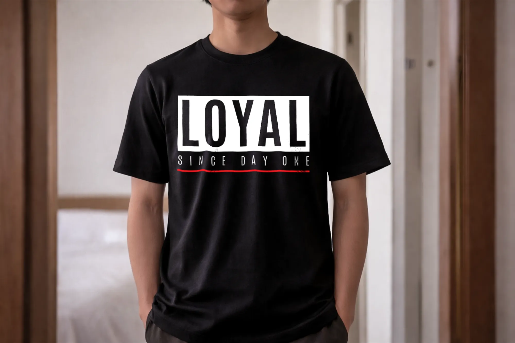 Folded Loyal Since Day One black shirt product photo Folded Loyal Since Day One black shirt product photo