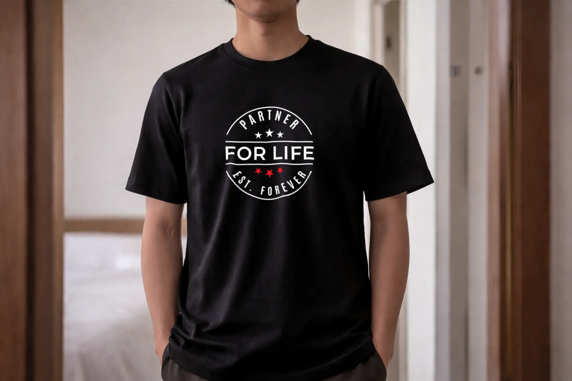 Folded Partner For Life black shirt product photo