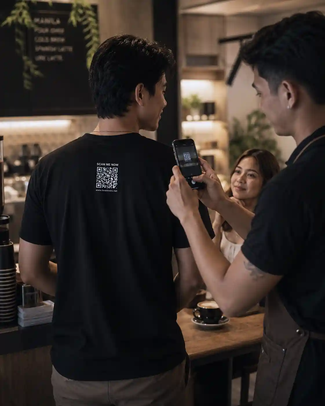 LoveLevels QR shirt in a Manila café Wp LoveLevels QR shirt in a Manila café Wp