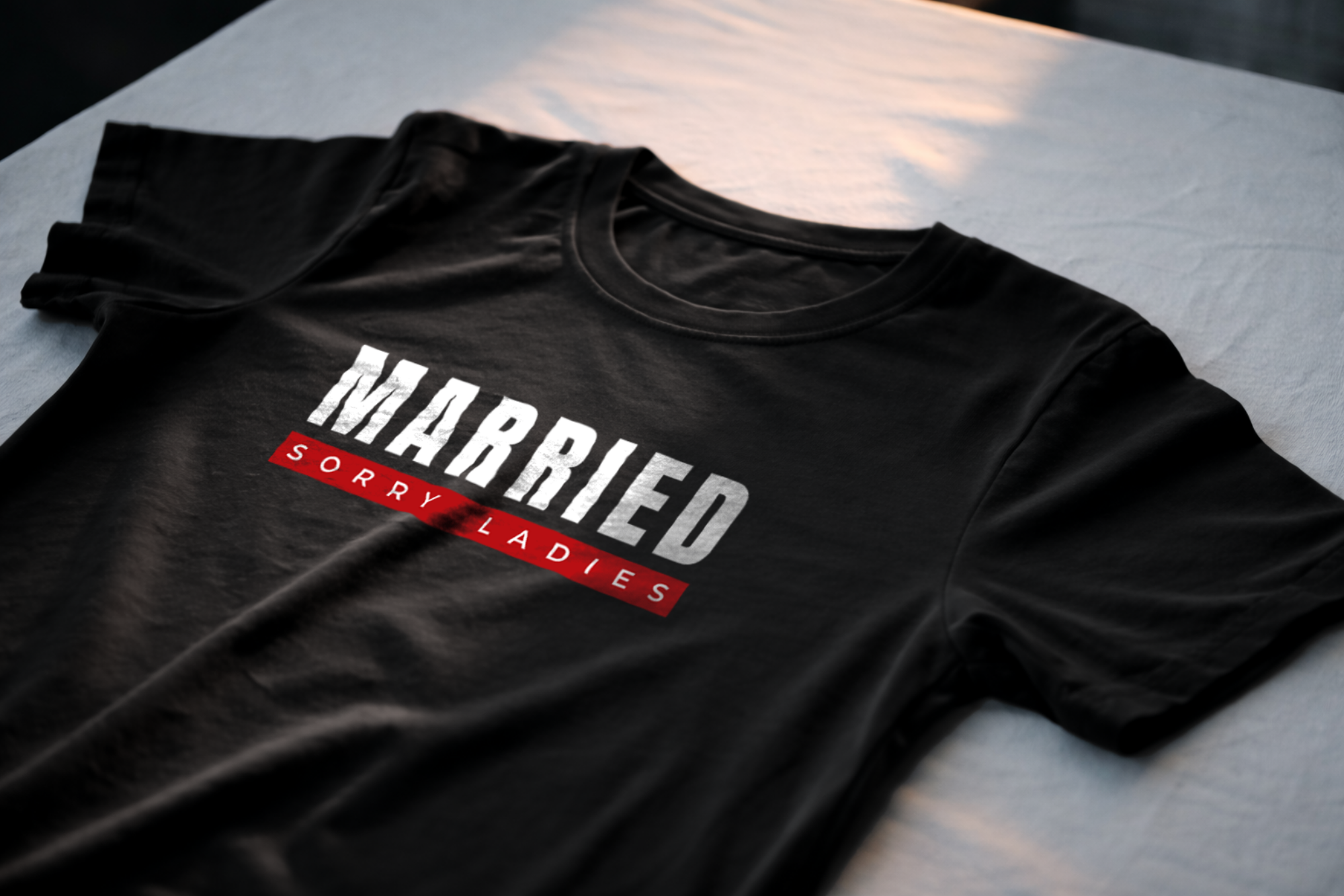 Married Sorry Ladies Bold Statement Flat Lay Black LoveLevels