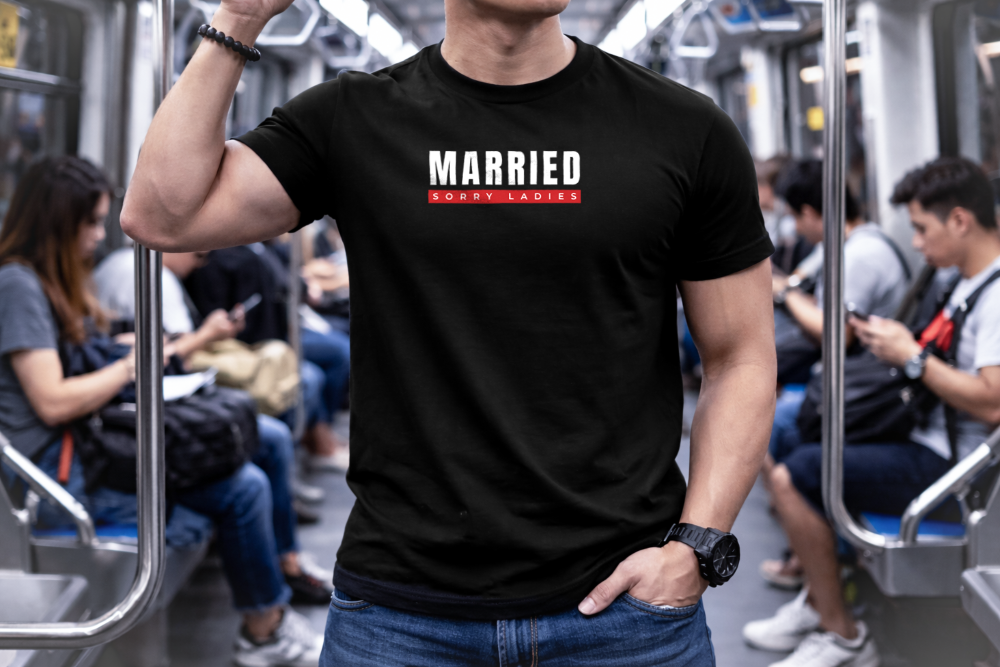 Married Sorry Ladies Bold Statement Subway Lifestyle Black LoveLevels
