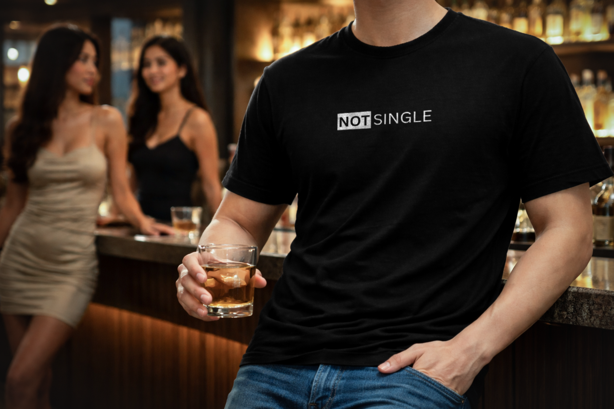 Not Single Minimal Block Accent Bar Scene Black LoveLevels