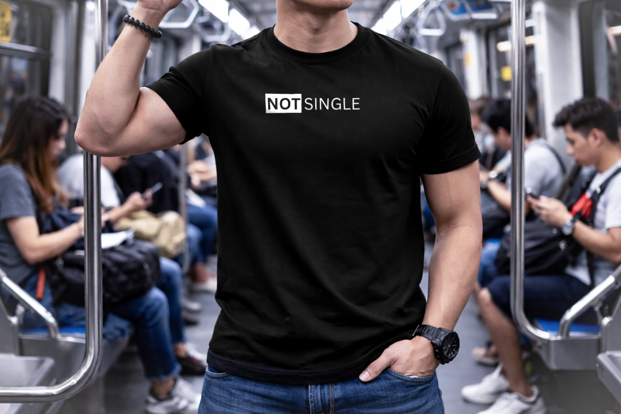 Not Single Minimal Block Accent Subway Lifestyle Black LoveLevels