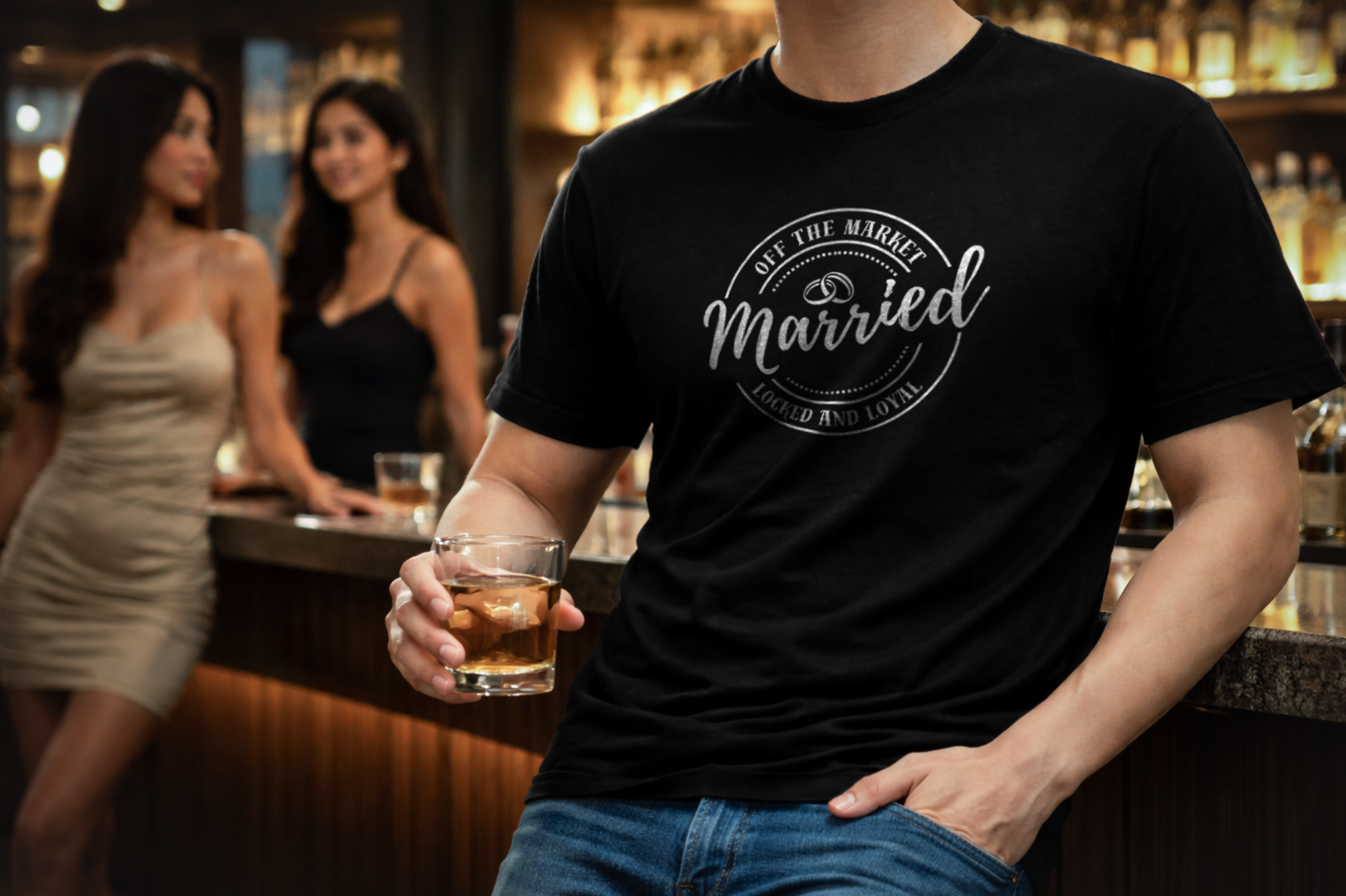 Off The Market Married Vintage Badge Bar Scene Black LoveLevels