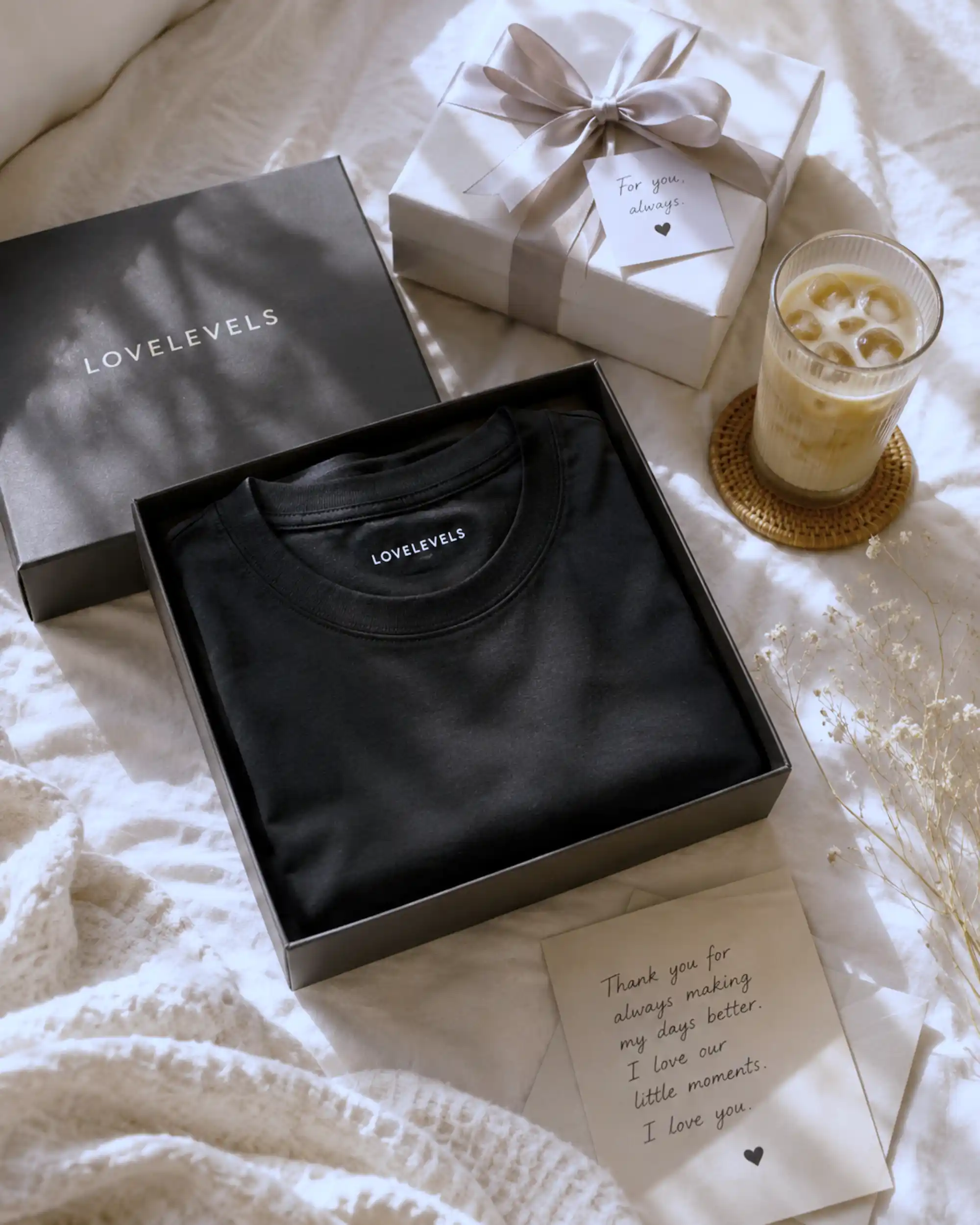 Personalized relationship shirt gift setup for a romantic surprise_wp