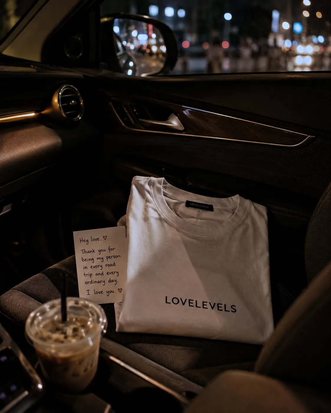Thoughtful husband shirt gift during a cozy late-night road trip wp Thoughtful husband shirt gift during a cozy late-night road trip